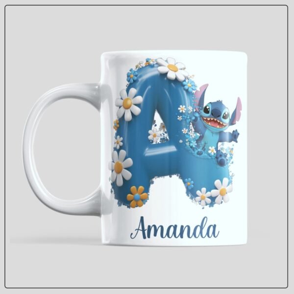 Caneca Personalizada Stitch com Inicial e Nome - 325ML - Imagem 2
