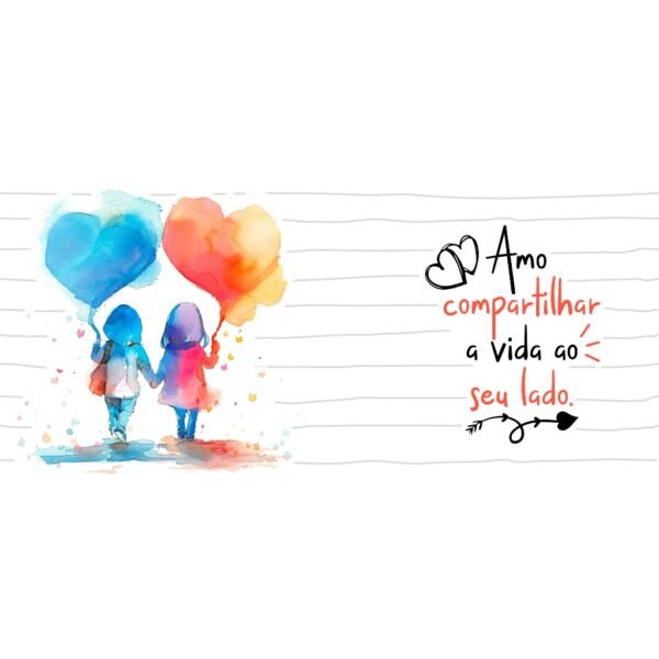 Caneca Corações Pintura 325ml | Amo Compartilhar a Vida ao Seu Lado | Amor em Cada Gole - Imagem 2