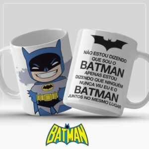 Caneca Frase Engraçada Batman 325ml | Café e Justiça | Humor Nerd em Cerâmica