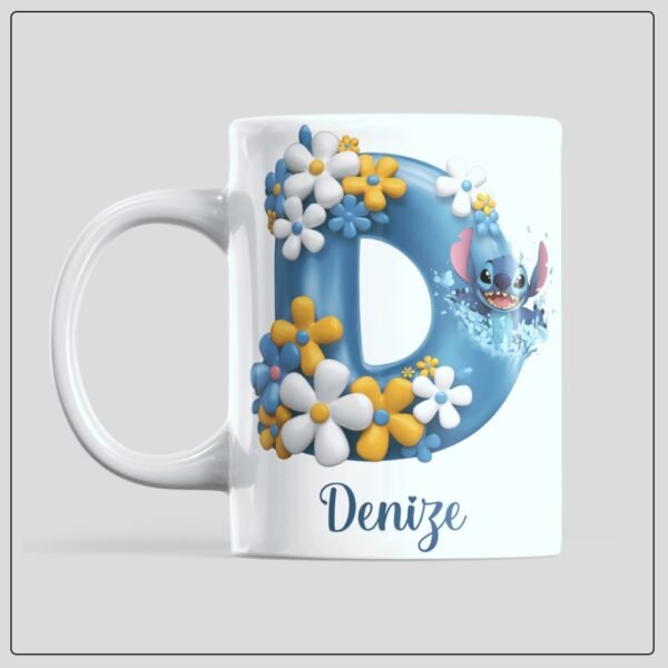 Caneca Personalizada Stitch com Inicial e Nome - 325ML - Imagem 3