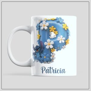 Caneca Personalizada Stitch com Inicial e Nome - 325ML