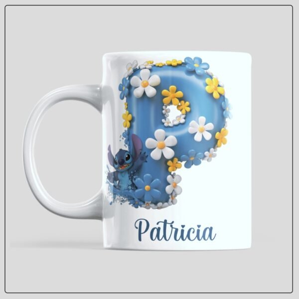 Caneca Personalizada Stitch com Inicial e Nome - 325ML