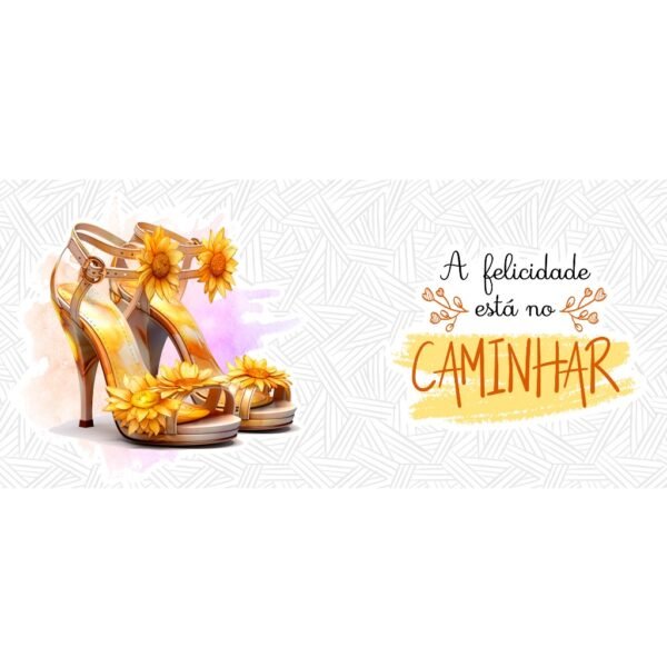 Caneca Salto Alto Girassol 325ml | A Felicidade Está no Caminhar | Estilo e Motivação em Cerâmica - Imagem 2
