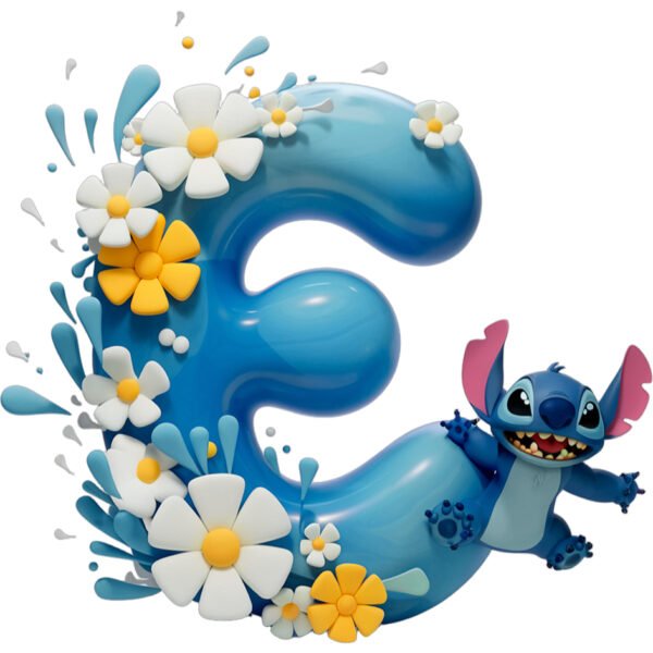 Caneca Personalizada Stitch com Inicial do Nome e foto - Azul - Imagem 4