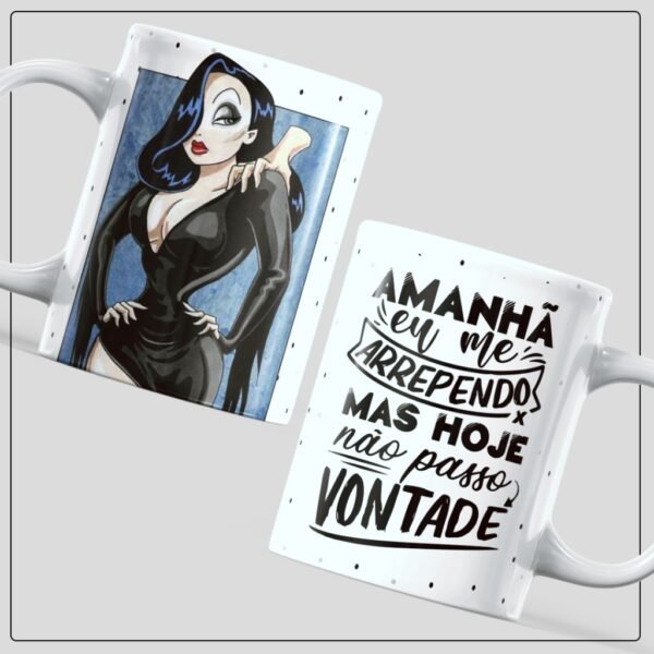 Caneca Amanhã Eu Me Arrependo 325ml | Frase Divertida e Atitude em Cerâmica Estilosa