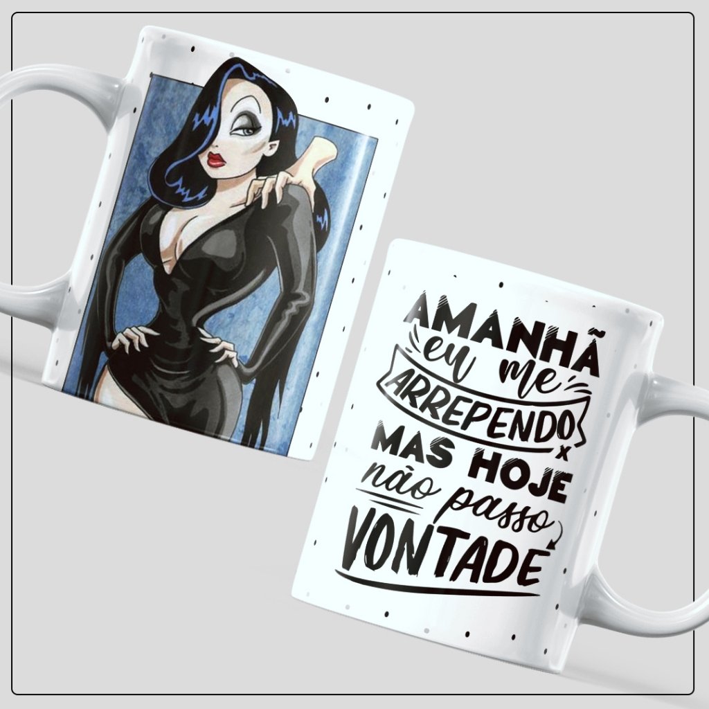 Caneca Amanhã Eu Me Arrependo 325ml | Frase Divertida e Atitude em Cerâmica Estilosa
