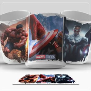 Caneca Capitão América 4 325ml | Coragem, Justiça e Café | Estilo Geek em Cerâmica
