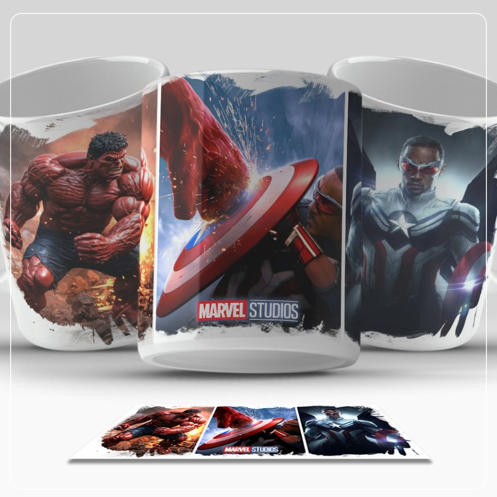 Caneca Capitão América 4 325ml | Coragem, Justiça e Café | Estilo Geek em Cerâmica